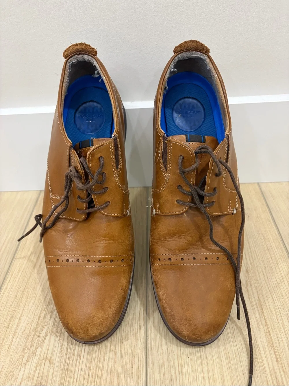 Nunn Bush Classic Cognac Distressed Brown Leather Derby Shoes Size 10M